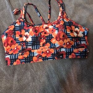 Soybu Red and Orange Floral Sports Bra